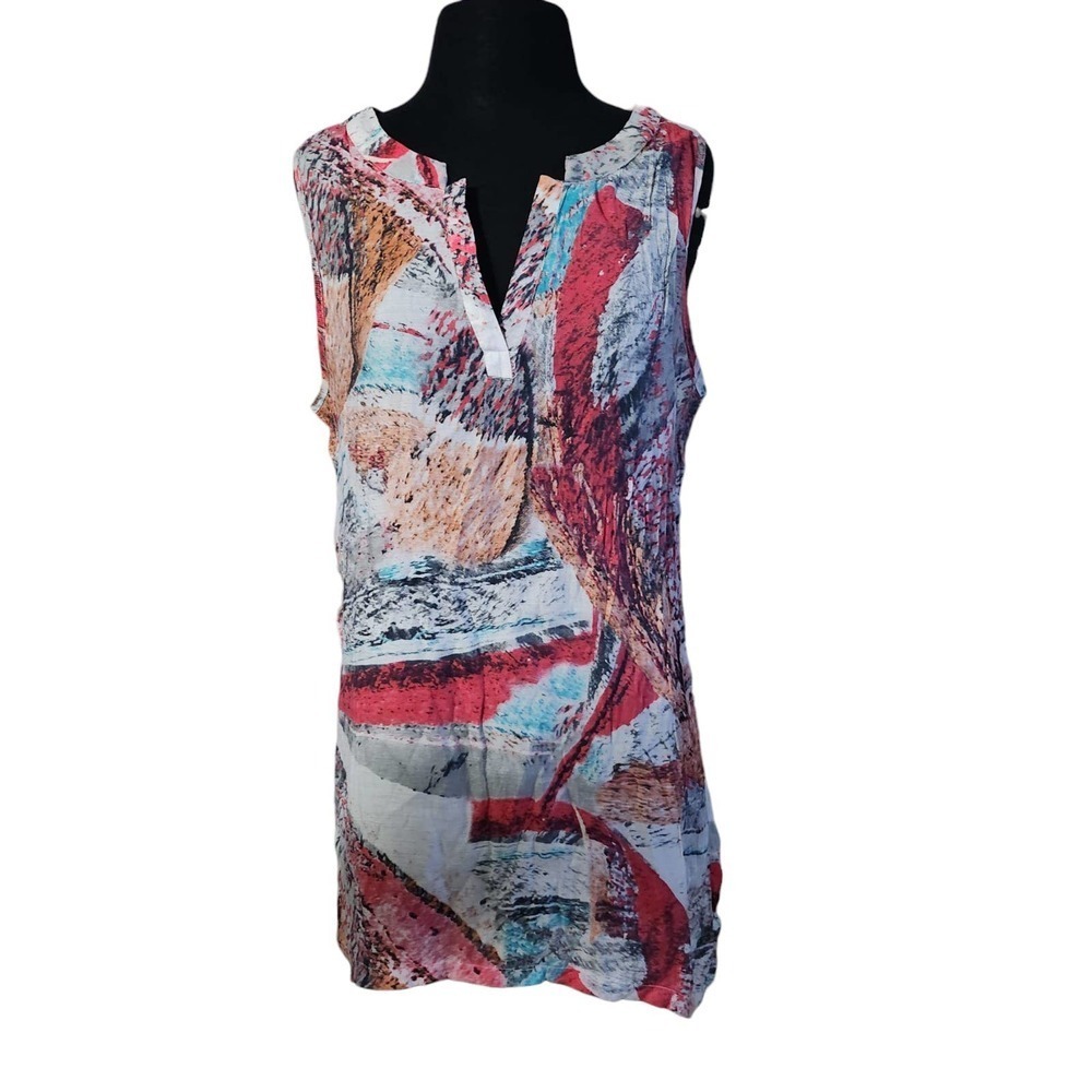 Mirror tunic blouse sleeveless multicolor sz XL
